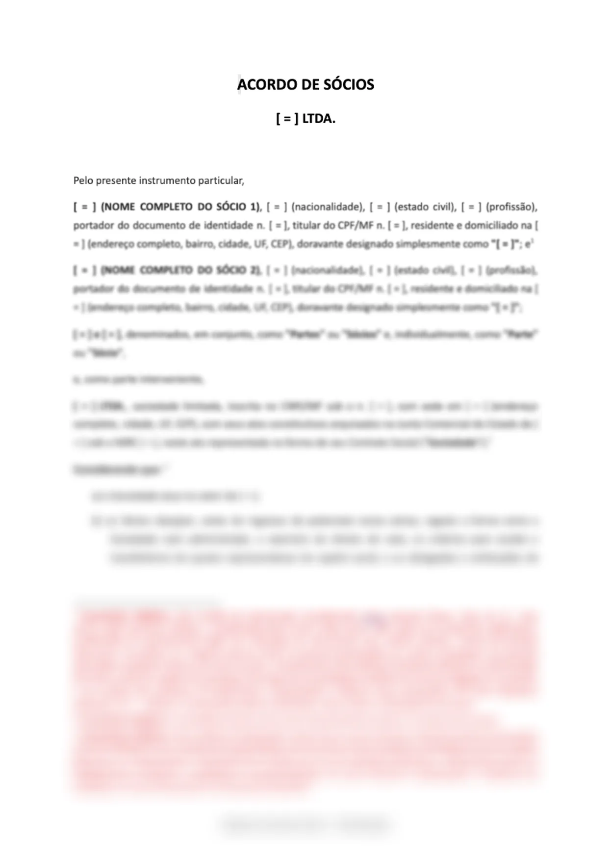Modelo de Acordo de Sócios